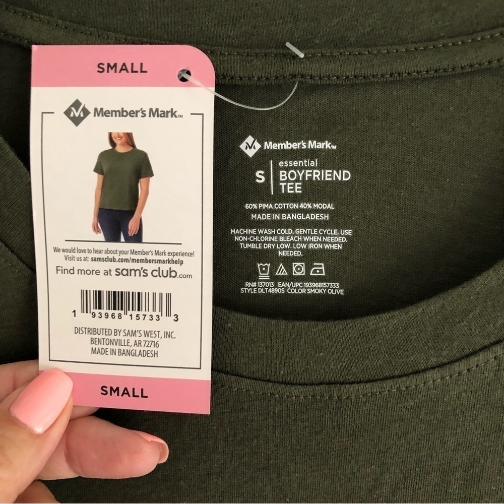 Boyfriend Essential Short Sleeve Tee Green Pima Cotton Small - Picture 4 of 4